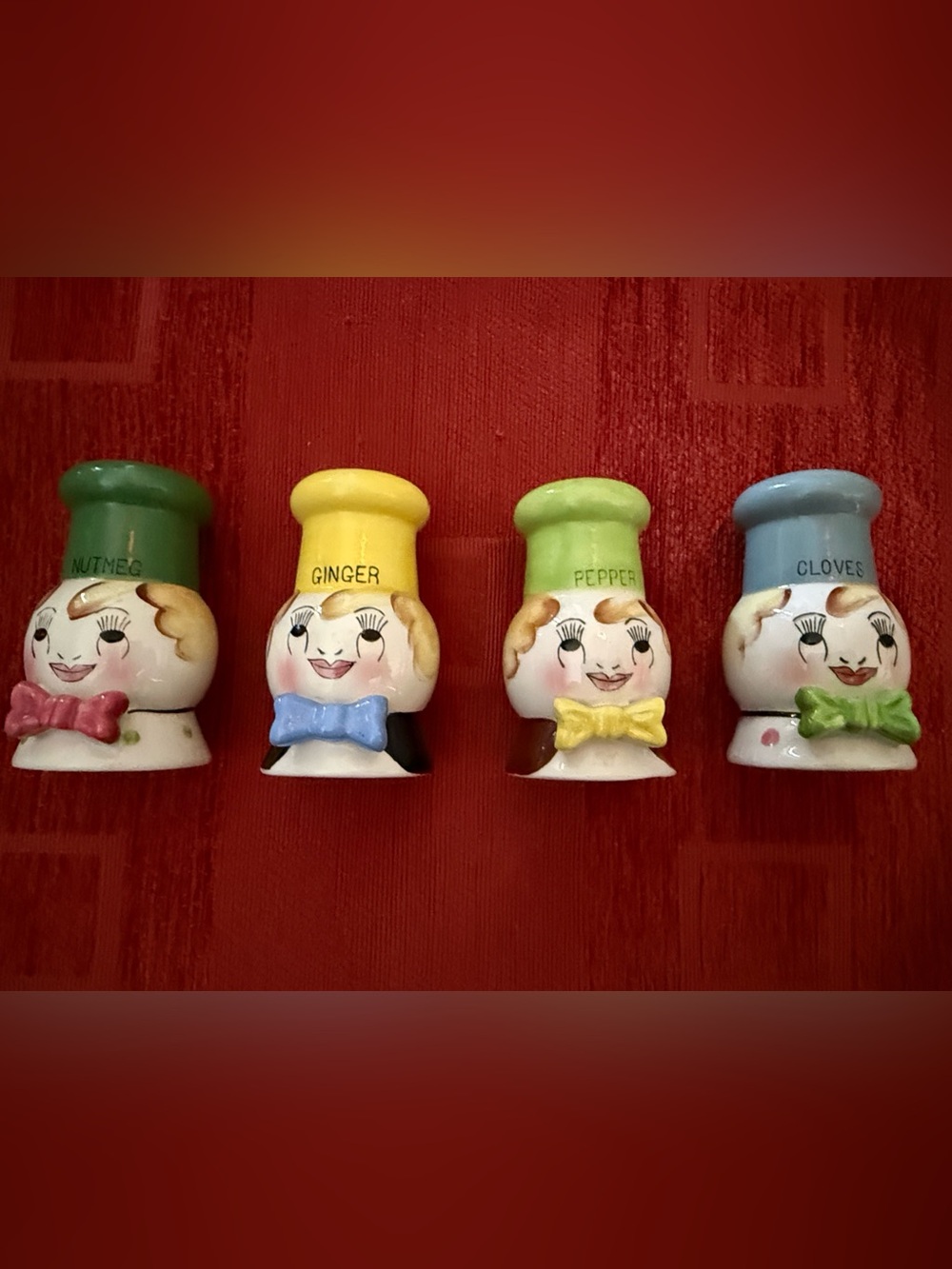 Vintage 1950s Anthropomorphic Chef Spice Shakers - Set of 4 - Excellent